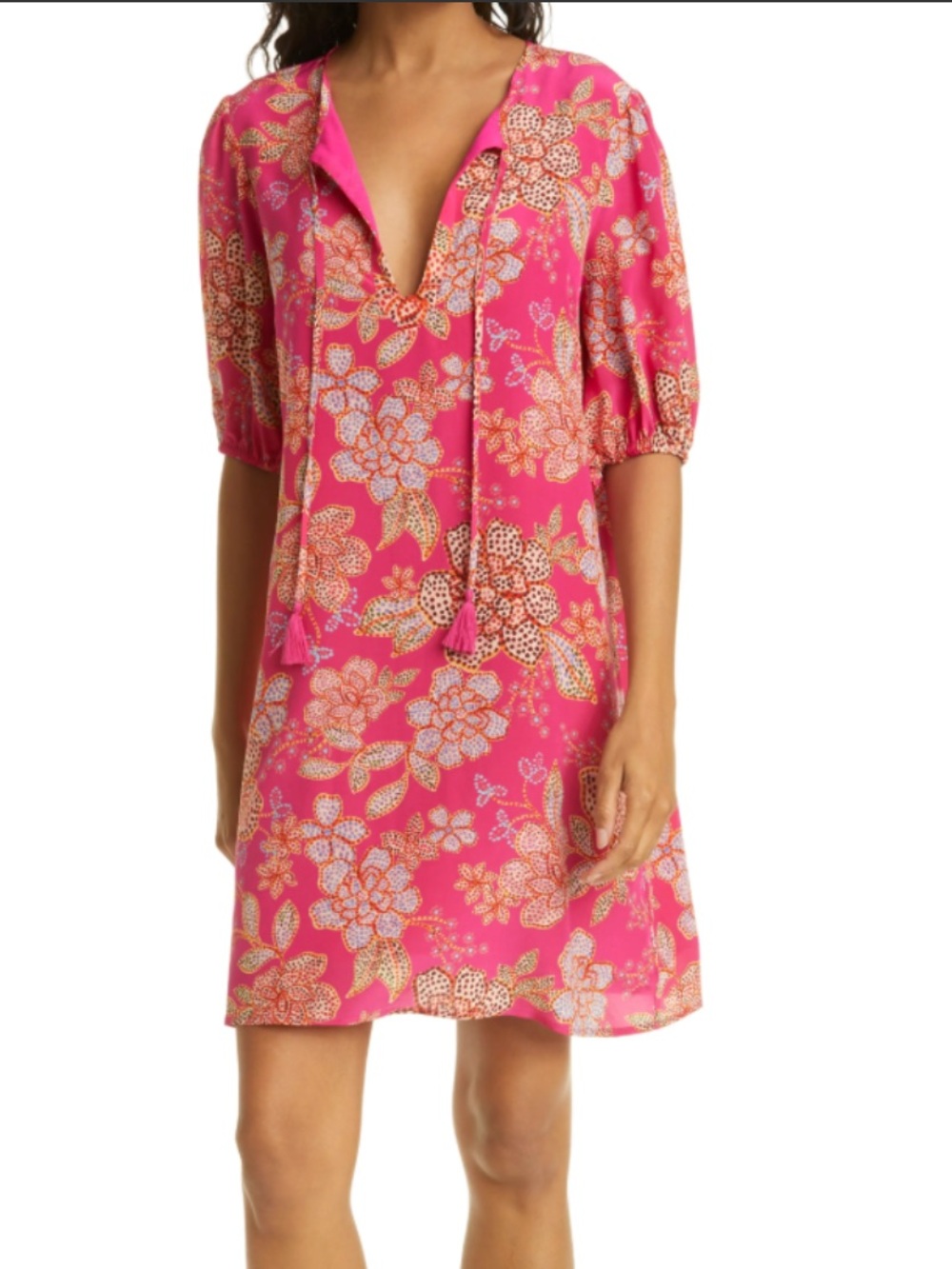 Johnny Was Vespa Floral Silk Dress Size S